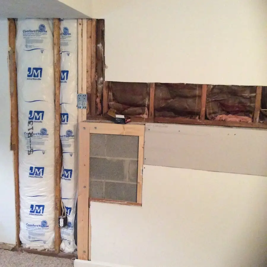 Wall insulation replacement during Basement Flood Cleanup in West Park